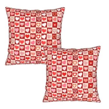 Imagem de Granbey Capas de almofada de coração 45,7 x 45,7 cm - Conjunto de 2 fronhas vermelhas do Dia das Mães para sofá e sofá