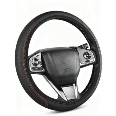 Imagem de Capa para volante, couro de microfibra respirável e antiderrapante premium, ajuste universal para carro, caminhão, van, SUV, fácil de instalar, aderência confortável