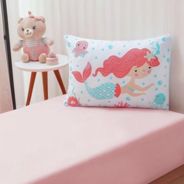 Imagem de Jogo De Cama Kids Solteiro Infantil Malha 88x188x25cm Sereia