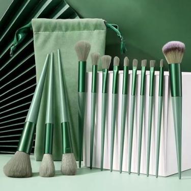 Imagem de Conjunto de pincéis de maquiagem profissionais para mulheres, sombra, base, blush, corretivo, pincel de maquiagem portátil para viagem, ciano