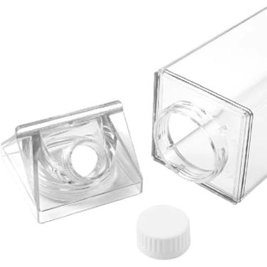 Imagem de Kit 2 Garrafas Acrílico com Adesivo 1 Litro Caixa Leite Água Suco Geladeira