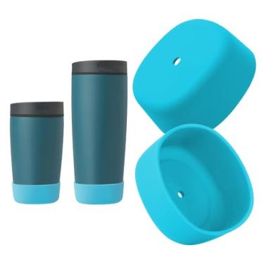 Imagem de KGULQ 2 peças de bota de silicone para Owala SmoothSip Slider, manga antiderrapante para caneca de café de viagem (brisa praia)