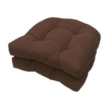 Imagem de Whtkoph Almofadas de Assento de Vime para áreas Internas/externas, 48 X 48 Cm, Antiderrapantes, Tufadas, Conjunto de 2 para Cadeiras de Jardim, Sala de Estar, Cor de café