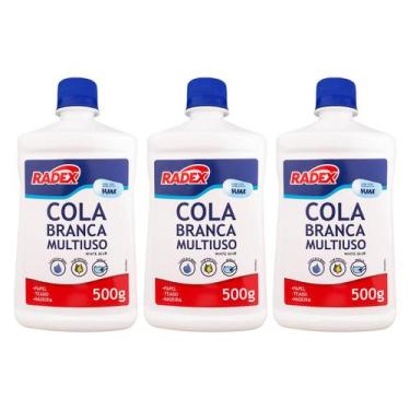 Imagem de Cola branca multiuso Radex 500g ideal para slime kit 3 unidades