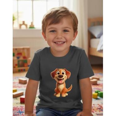 Imagem de Camiseta Infantil Slim Algodão Estampada Doguinho Caramelo - LOJA RPER