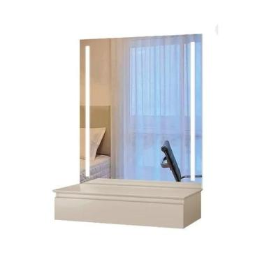 Imagem de Penteadeira Camarim Paris com Espelho Led Mavaular Branco Branco
