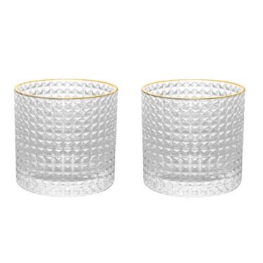 Imagem de Conjunto 02 Copos Para Whisky De Vidro Com Borda Dourada 320 Ml Spike Wolff