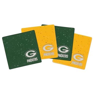 Imagem de Rico Industries NFL Football Green Bay Packers Conjunto padrão de 4 porta-copos de cerâmica com base de cortiça antiderrapante para bebidas