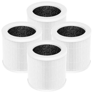 Imagem de Pacote com 4 filtros de substituição A1 compatíveis com purificador de ar VEWIOR HQSC-50, HQKJ-80, AMEIFU AP01W, KOIOS HQKJ-50, filtro de ar HEPA 3 em 1