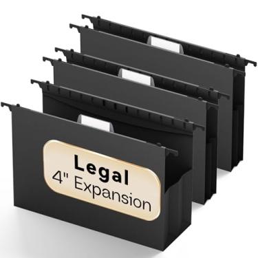 Imagem de NORDUN Pastas de arquivo de plástico com capacidade extra, arquivos de bolso expansíveis pretos reforçados de 10 cm, pacote com 6 pastas suspensas legais para arquivo, pasta suspensa expansível com