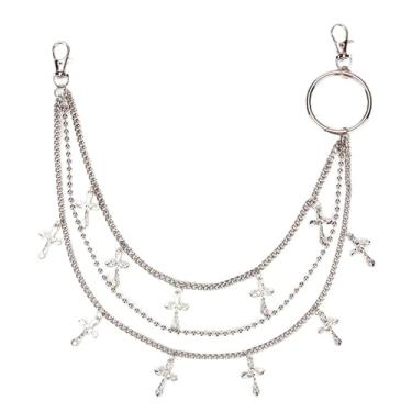 Imagem de LOHGOU Corrente de calça para mulheres e homens, correntes de jeans punk hiphop, chaveiro, chaveiro, acessórios de roupas da moda, one size, Metal