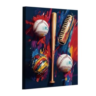 Imagem de Arte de parede de grafite vintage impressões em tela decoração de parede de quarto de meninos, arte de beisebol, pôsteres emoldurados para dormitório, decorações inspiradoras 30,5 x 40,6 cm