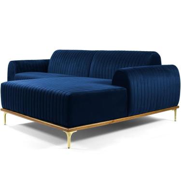 Imagem de Sofá 5 Lugares Com Chaise Molino 300 Cm Azul Oxford C-304