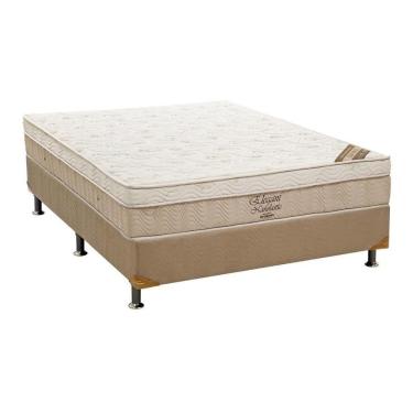 Imagem de Cama Box Casal: Colchão Molas Ortobom Nanolastic Elegant + Base Crc Suede Bege(138x188)