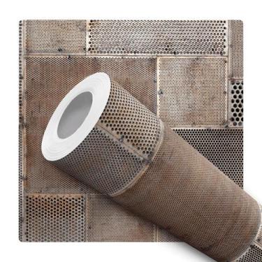 Imagem de Papel de Parede Adesivo Aço Metal Grade Grelha Industrial Moderno Quar