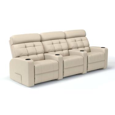Imagem de Sofá 3 Lugares Reclinável Elétrico Massagem Em Couro Bovino Cinema