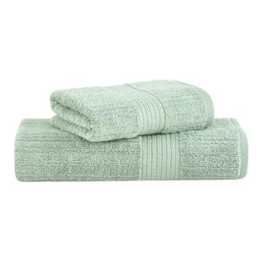 Imagem de Buddemeyer, Kit Jogo de Toalhas Buddemeyer 2 Peças Banho e Rosto Fio Penteado Canelado 100% Algodão UltraSoft Cor:Verde 3265