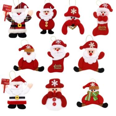 Imagem de Kit 10 Pendente Papai Noel Pelúcia Enfeite Arvore Decoração de Natal 12cm