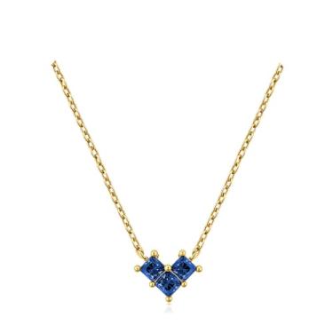 Imagem de Turandoss Colar de pedra do mês de nascimento para mulheres – Colar com pingente de esmeralda azul verde azul banhado a ouro 14K criado para mulheres, meninas adolescentes, joias de aniversário de 12