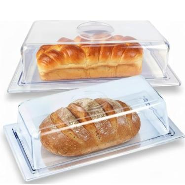 Imagem de Porta-Pão Premium em Acrílico Transparente com Bandeja | Conserva Frescor | Design Moderno Multiuso para Pães, Bolos e Tortas. Material PS Cristal