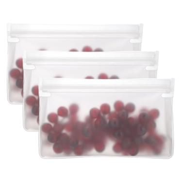 Imagem de PATIKIL Saco reutilizável para congelador de 28 x 5 x 27 cm, 3 sacos de armazenamento de alimentos à prova de vazamento, para lanches, vegetais, frutas, gelo, para frescor de longa duração