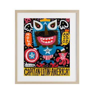 Imagem de Stupell Industries Todos Somos Americanos Impressão emoldurada cinza colagem sob vidro, design por Jorge R. Gutierrez, 16 x 13