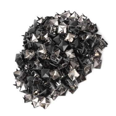 Imagem de RiToEasysports DIY Sapatos Sacos Chapéus Acessórios de Decoração Rebites Quadrados Metal 9 Mm - 200pcs para Acessórios Artesanais de Couro Dote Vermelho] Fácil de Instalar para Quebra-ventos, Sapatos (Preto fosco)