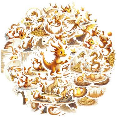 Imagem de Pacote de adesivos de criaturas míticas dragão fantasia de dragão adesivos adoráveis brinquedos para mala, geladeira, telefone, bagagem, laptop, guitarra, carro, adesivos, brinquedos, guitarra, laptop