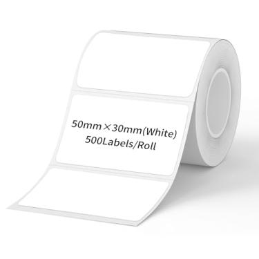 Imagem de STARLIBOO Adesivos de etiquetas térmicas de 4,97 x 3,5 cm, adesivo autoadesivo retangular para impressora térmica direta para preço, código de barras, envio (branco, 30 x 50 mm