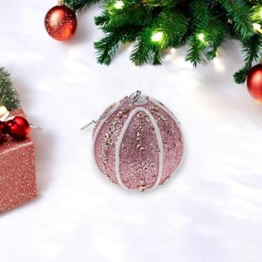 Imagem de Generic 1 peça de enfeites de bolas de Natal redondas abóbora com lantejoulas em pó espuma rosa 8 cm