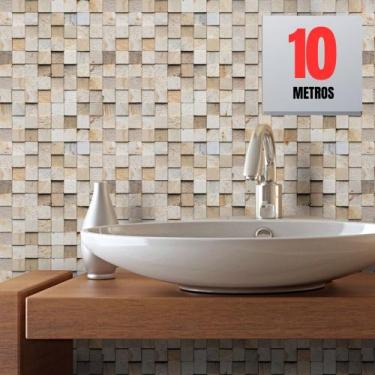 Imagem de Papel de Parede PREMIUM 10m Autoadesivo Pastilha Cozinha, Banheiro - F