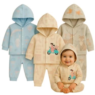 Imagem de Kit 03 Conjuntos Inverno Infantil Roupa Bebê Estampa Digital