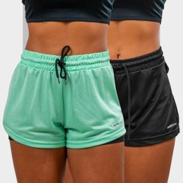 Imagem de Kit 2 Short 2 em 1 Feminino Dryfit Academia Bermuda Dupla Para Treino 