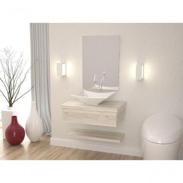 Imagem de Conjunto Bancada C-cuba L38 E Prateleira Metrópole 605 Preto ônix Snow