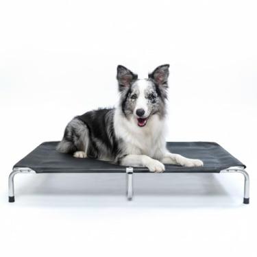 Imagem de Cama Suspensa Elevada Pet para Cachorro Leve Resistente Aluminio 90x60cm Tamanho G Suporta Até 50kg - Dogets (Preta)