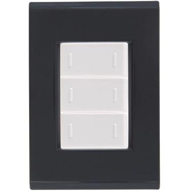 Imagem de Cj Placa Três Interruptor Triplo Liz Grafite Tramontina Completo Pronto Tramontina