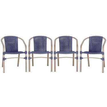 Imagem de 04 Cadeiras Floripa Aluminio Pintura Fendi Trama Azul