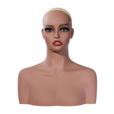 Imagem de OIIBWQ Cabeça de manequim feminino, busto feminino, manequim realista, multifuncional, suporte para peruca, acessórios de beleza, loja de óculos