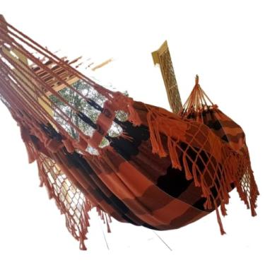 Imagem de Rede De Descanso dormir Em Tear De Casal Gigante(LARANJA QUADRICULADA)