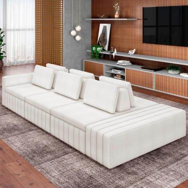 Imagem de Sofá Ilha E Puff Sala Living 395cm Siesta M22 Boucle Bege Claro - Mpozenato