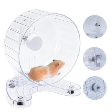 Imagem de Roda de hamster, rodas de exercício super silenciosas de 16,5 cm, rodas de corrida silenciosas com rolamentos duplos, 3 métodos de instalação, serve para qualquer gaiola de hamster, brinquedo para