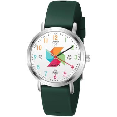 Imagem de Afcrho Relógio infantil analógico à prova d'água, cata-vento para crianças de 8 a 12 anos, relógios de professores para meninos de 5 a 7 anos, 6 a 8 anos, fácil de ler, relógios educativos para