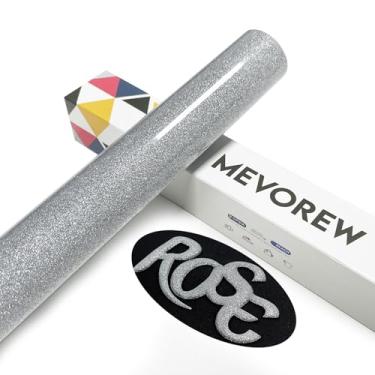 Imagem de MEVOREW Vinil de transferência de calor Puff 3D, vinil HTV com glitter prateado de 30,5 cm x 1,5 m, ferro em vinil para camisetas compatíveis com Cricut Air ou Maker (prata)