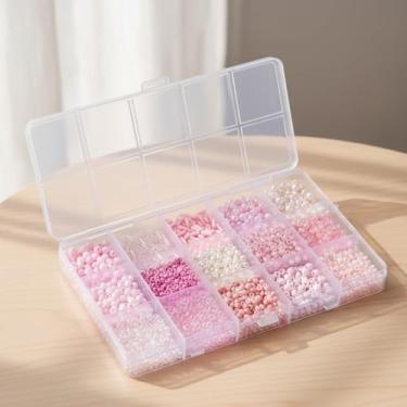 Imagem de Kit de contas de sementes de vidro - contas de sementes de artesanato de cores mistas, contas de tubo pequeno para fazer joias, pulseira faça você mesmo, vários tamanhos, 15 compartimentos