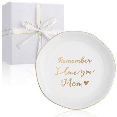 Imagem de Zonon Bandeja de joias de cerâmica, prato decorativo com caixas, suporte de joias de cerâmica, presentes para o dia das mães, aniversário, Natal (Remember I Love You Mom (irregular))