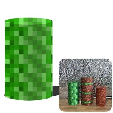 Imagem de FiVan Capa de cilindro com tema de jogo de festa de aniversário de bebê, elástico, elastano para decoração de suportes de metal (NO-1961, D27H50 cm (11 x 48 cm))