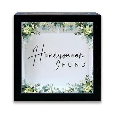 Imagem de HRIOROII Caixa de sombra com compartimentos, moldura para lua de mel, decoração de 20 x 20 cm para escritório em casa, caixa de saquê para lembranças, presentes de lua de mel para recém-casados