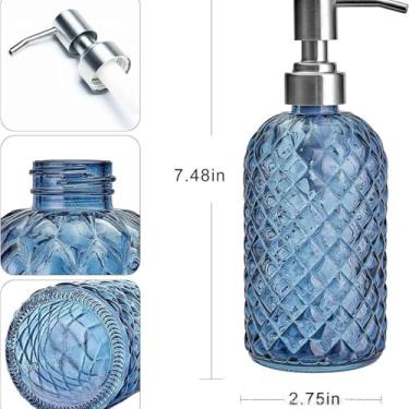 Imagem de Dispensador de sabão Frasco de loção vidro Push 400ml Casa/Hotel/Porta-sabonete banheiro Transparente Cilíndrico Azul/Claro/Verde/Laranja(Blue)