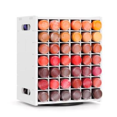 Imagem de Krafetto Suporte organizador de tinta acrílica rotativa de 84 grades, armazenamento de garrafa de tinta artesanal de 59 ml, suporte giratório de tintas acrílicas de 360° para tintas de 59 ml