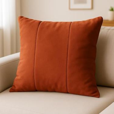 Imagem de Almofada Decorativa Com Fecho de Correr Oculto. Adequada Para SofáS, Camas, Poltronas Ou Ambientes de EscritóRio. dê Um Toque de Calor e Personalidade à Sua Casa!(Suede Terra cota,Kit 2 Almofadas)